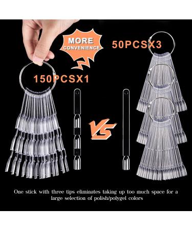 MORGLES 150 Stiletto Nail Display Tips with Ring - Nail Polish Sample Sticks for Salon Practice - Buy Online on GoSupps.com