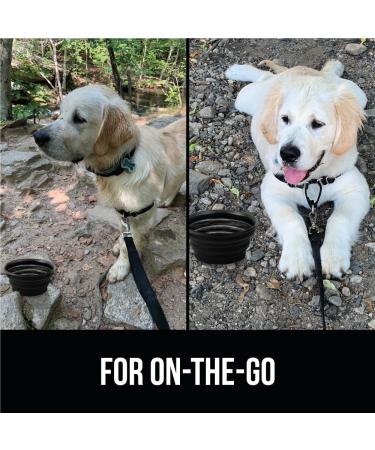 Gorilla Grip Portable Dog Food Bowl | Collapsible Silicone Pet Feeding Dish with Carabiner | Foldable Water Bowl for Dogs and Cats | 8 Cups | Black Royal Blue - Buy Online on GoSupps.com