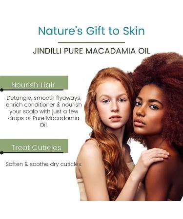 Jindilli Pure Macadamia Oil for Hair and Skin - Cold-Pressed, All-Natural, Vegan, Non-GMO, Hexane-Free - 1 fl oz - Moisturizing and Nourishing - Buy Online on GoSupps.com