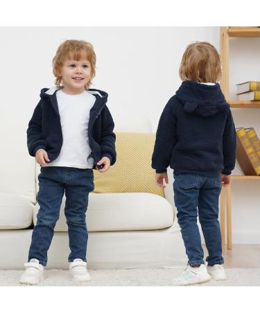 Cartoon Fleece Hooded Jacket for Newborns | Warm Cozy Infant Outwear | Navy Blue 0-3 Months - Buy Online on GoSupps.com