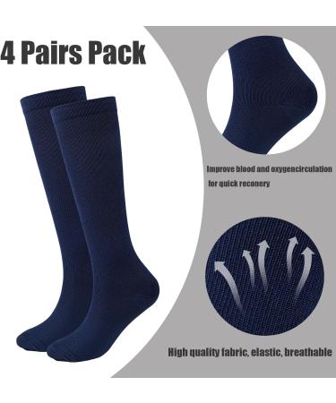 Shop QKURT 4 Pairs Compression Stockings for Men & Women | Athletic Knee Socks Support | Multi-Colored S-M - Buy Online on GoSupps.com