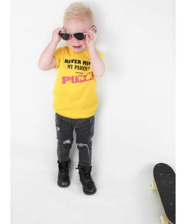 Punk Baby Toddler & Kids T-Shirt | Never Mind The Parents | Unique Rock Music Tee | Gift for New Parents | 1-2 Years Yellow - Buy Online on GoSupps.com
