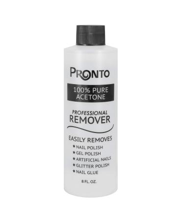 Pronto 100% Pure Acetone - Quick, Professional Nail Polish Remover - For Natural, Gel, Acrylic, Sculptured Nails (8 FL. OZ.) 8 Fl Oz (Pack of 1)