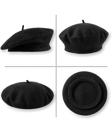 Spooktacular Creations Black Wool Beret Hat for Women - Stylish & Warm French Cap - Buy Online on GoSupps.com