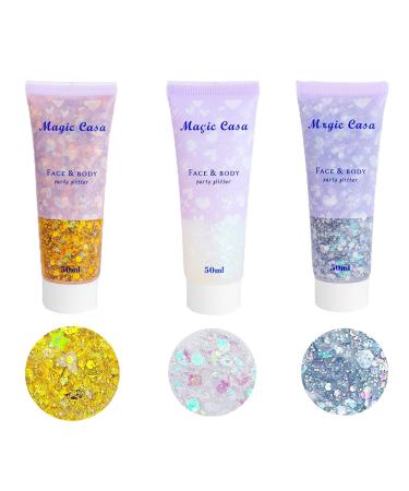 3 pieces body glitter glitter gel Festival glitter face festival accessories facial hair for lips body glitter sequin liquid eyeshadow insid shadows