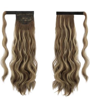 FESHFEN Long Wavy Ponytail Extension 60cm Light Brown Natural Blonde Blend - Clip in Synthetic Hairpiece for Women (Pack of 1) - Buy Online on GoSupps.com
