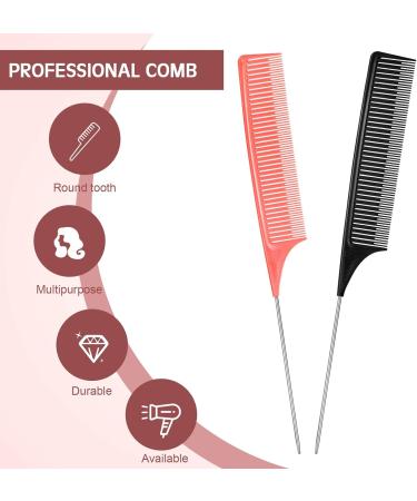 2-Piece Hair Styling Comb Set - Coloring, Highlighting, and Cutting - Black and Pink - Buy Online on GoSupps.com