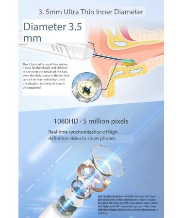 Ear Wax Removal 1080P FHD Wireless Otoscope Earwax Removal Tool WiFi Ear Endoscope with LED Lights 3mm Mini Visual Ear Inspection Camera Silicone Ear Pick for Adults Kids Pets White - Buy Online on GoSupps.com