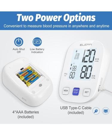 ELERA Blood Pressure Monitor with XL & Standard Cuffs - Accurate Automatic BP Machine for Home Use | Large Screen USB Cable & Batteries Included - Buy Online on GoSupps.com