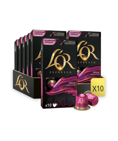 L'Or Espresso Coffee - 100 Capsules India Intensity 10 - Nespresso®* compatible (pack of 10 x 10)