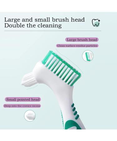 Octuitey Denture Brush 4Pcs - Double Sided Toothbrush with Multi-Layered Bristles and Rubber Anti-Slip Handle - (Purple, Green, Blue, Orange) - Buy Online on GoSupps.com