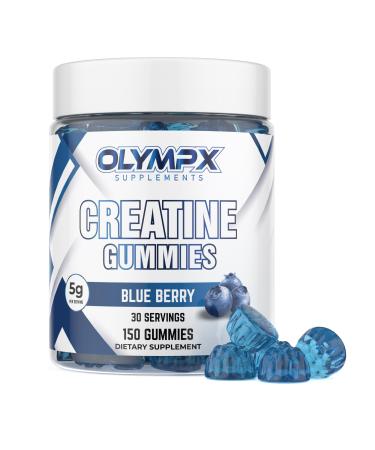 Creatine Monohydrate Gummies - 30 Servings 5g per Serving Low Sugar Anti-Melting Vegan Build Muscle Recover Faster Blueberry (150 Count)