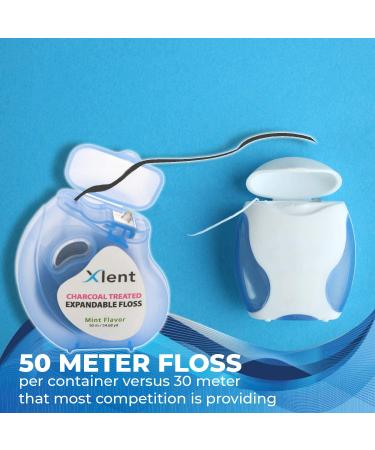 Activated Charcoal Floss with Xylitol and Plant Based Wax | Fresh Mint Flavor | 50 Meters Each (2 Count) - Buy Online on GoSupps.com