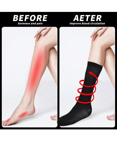 Compression Socks 2 Pairs for Women & Men | 20-25 mmHg Knee High Varicose Veins Stockings for Running, Travel, Pregnancy | L/XL Black - Buy Online on GoSupps.com