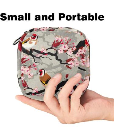 Stylish Menstruation Pad Bag with Zipper - Women's Tampon & Napkin Storage - Cherry Blossom Design - Buy Online on GoSupps.com