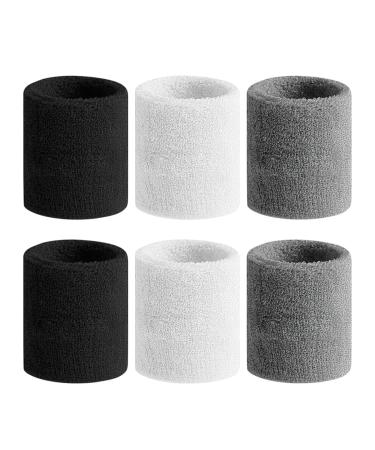 Koboko 6 pieces of welding tape wrist welding band children welding tape wrist men welding tape soft cotton suitable for basketball fitness tennis (black white gray