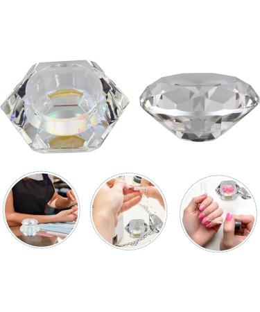 Minkissy Nail Art Crystal Cup Stained Glass Nail Polish Glass Cup Transparent Nail Polish Nail Polish Glass Container Cream Nail Gel Polish Nail Polish Glass Jar Large Big Diamond As Shown - Buy Online on GoSupps.com