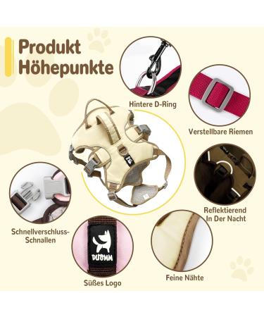 Multi-Purpose Dog Harness & Leash Set | Outbreak-Proof Anti-Train Harness for Small & Medium Dogs - Beige - Buy Online on GoSupps.com