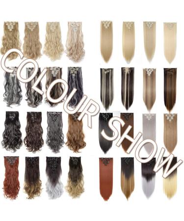 26 Straight Hair Extension 8-Piece Full Head Set Clip In Hair Extensions - Sandy & Bleach Blond, Heat-Resistant - Buy Online on GoSupps.com