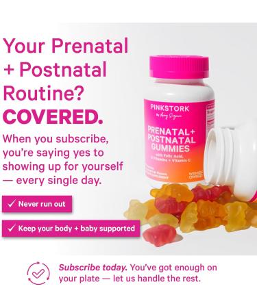 Pink Stork Fertility + Prenatal + Postnatal Gummy Vitamins Full Motherhood Journey Support Multivitamin with Folate B Vitamins Zinc & Biotin Postpartum Essentials - 60 Assorted Fruit Gummies - Buy Online on GoSupps.com