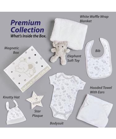 Baby Box Shop Unisex Baby Gift Set - 7 Essential Items for Newborns | Gender Neutral New Baby Hamper for Baby Shower & Gender Reveal Gifts - Buy Online on GoSupps.com