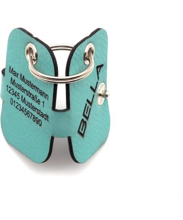 Custom Engraved Copter Farm Dog Collar Accessories | Art & Real Leather Bags | Turquoise Rectangle Design - Buy Online on GoSupps.com