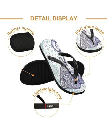 Mnsruu Bohemian Elephant Paisley Mandala Flip Flops | Stylish Sandals for Men & Women | Perfect for Hotel Spa Travel & Home - Buy Online on GoSupps.com