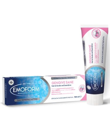 Emoform Emoform Healthy Gums Toothpaste 75 ml with sodium salts and hexetidine Reduces gum bleeding in over 90% of cases while providing relief from irritation Strengthens