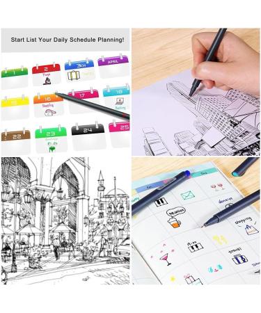 Taotree 24 Fineliner Color Pens - Fine Line Sketch Writing Drawing Markers for Journaling, Planner, Adult Coloring Books - Porous Fine Point School Office Art Supplies - Buy Online on GoSupps.com
