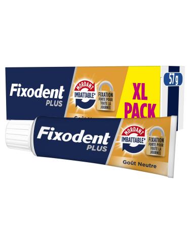 Fixodent Cr me Adh sive Plus Mordant Imbattable Pour Proth ses Totales et Partielles Go t Neutre Tenue Et Confort Tout Au Long De La Journ e 57ml 60g Fixodent Cr me fixative PLUS Maitien Imbattable 60g