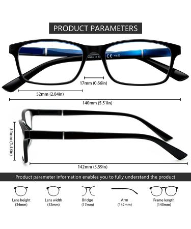 5 Pack Black 1.25x Blue Light Blocking Reading Glasses for Men and Women - Anti Eyestrain & Glare Computer Readers - Buy Online on GoSupps.com