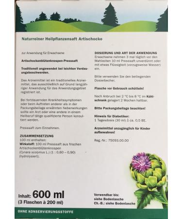 Schoenenberger Artichoke Juice - 6 x 200ml | Natural Medicinal Plant Juice | International Shipping - Buy Online on GoSupps.com