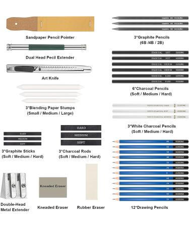 EGOSONG 41-Piece Drawing Set with Sketchbook - Sketching and Shading Kit for Adults, Teens, and Beginners - Buy Online on GoSupps.com