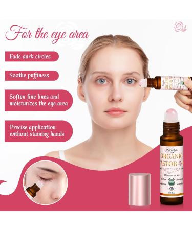 Warmify Castor Oil Roll On Rose Quartz for Face & Eyes Organic, Cold Pressed, Hexane-Free, Unrefined Bottle Dual Zone Targeted Roller Balls for Delicate Skin Care - Buy Online on GoSupps.com