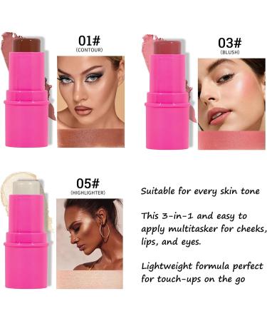 Contour Highlighter Blush Sticks - Waterproof Multi Stick Face Makeup - Pink Package C Set - Buy Online on GoSupps.com
