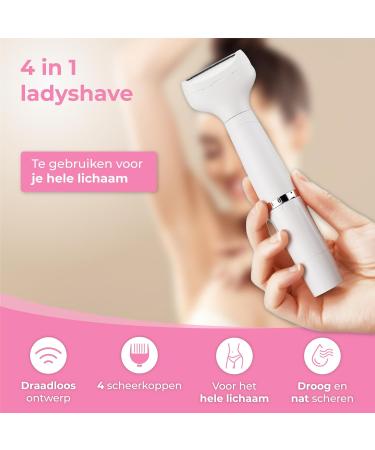 Nuvance Ladyshave 4 in 1 Ladyshaves for Women with Eyebrow Trimmer Shaver Woman Lady Shave White - Buy Online on GoSupps.com