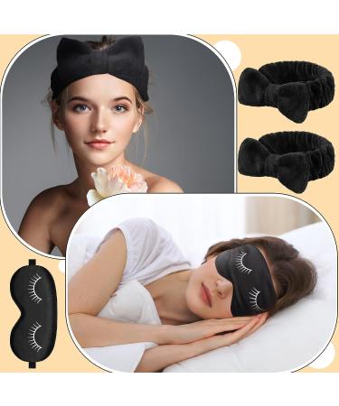 24 Pcs Sleepover Party Favors: 12 Black Spa Headbands & 12 Silk Eye Masks - Perfect for Girls' Pajama Party - Buy Online on GoSupps.com