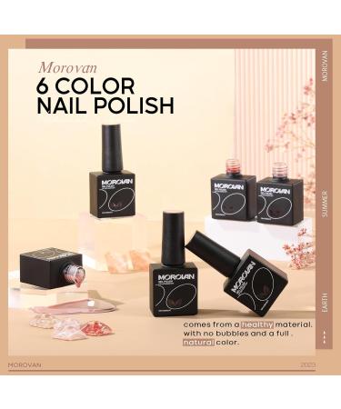 Morovan Jelly Gel Nail Polish Set - 6 Colors UV LED Soak Off - Red Pink Nude & Brown - DIY Manicure Kit for Home & Salon - Buy Online on GoSupps.com