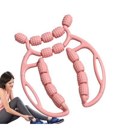 LAG MASSAGE Roller - Handheld Circular Leg Muscle Roller With 23 Wheels |Innovative Clamps Massager Ergonomic Portable Muscular Relaxation Tools for Boys Girls Rose