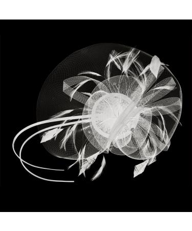 Jiahg Ladies Fascinator Flowers Net Headdress - Elegant White Hair Clip Hat for Parties & Church - Buy Online on GoSupps.com