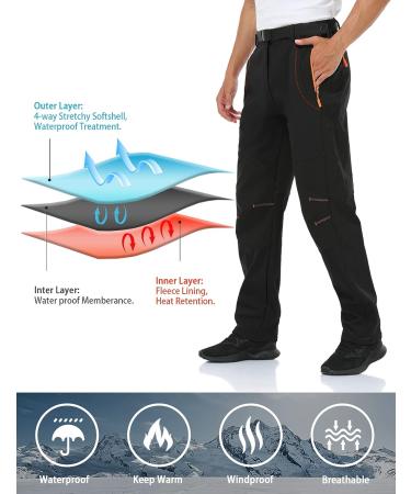 Inno Men's Waterproof Fleece Lined Hiking Cargo Pants - XX-Large Black/Black - 30/32/34 Sizes - Thermal Winter Outdoor Pants - Buy Online on GoSupps.com