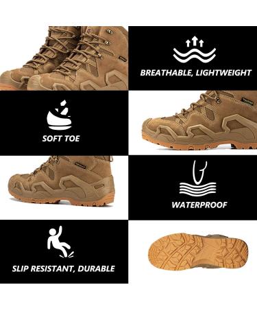 ROCKROOSTER Walland Men 8 Combat Boots | Waterproof Hiking Boots KS735-KS737 Coyote - Buy Online on GoSupps.com