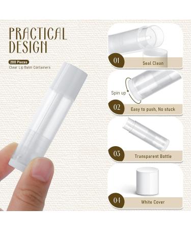 200 Clear Lip Balm Containers | 0.186 Oz/5.5 ml | Lightweight Lip Gloss Tubes with White Caps | Bulk DIY Lipstick Tubes - Buy Online on GoSupps.com
