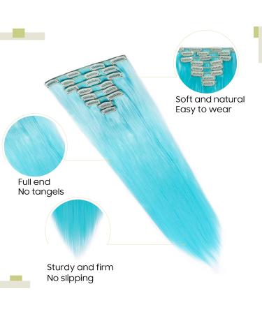 S-noilite 26 Long Sky Blue Clip in Hair Extensions - 8 Piece 18 Clips Hairpiece - Buy Online on GoSupps.com