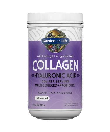 Garden of Life Marine & Grass-Fed Collagen Peptides Powder Supplement (Type I III) with Probiotics BCAAs & Hyaluronic Acid for Radiant Hair Skin & Nails Unflavored 20g per serving 12 Servings 9.52 Ounce (Pack of 1)