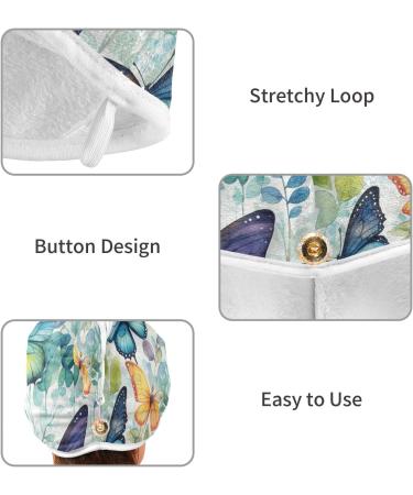 Flowers Butterfly Hair Towel 2 Pack | Super Absorbent Quick Dry Hair Turbans for Women & Girls - Buy Online on GoSupps.com