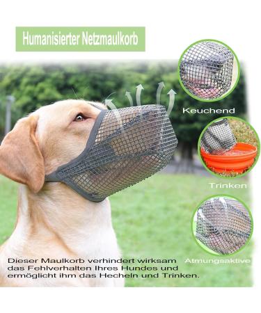 Breathable Mesh Dog Muzzle - Adjustable for Small Medium & Large Dogs | Prevents Biting Chewing & Barking - Gray (M) - Buy Online on GoSupps.com