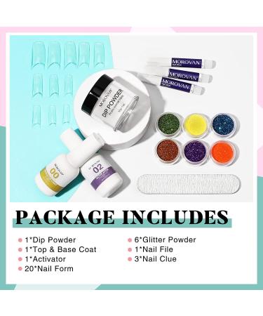 12 PCS Dip Powder Nail Kit - White Dipping Powder with Glitter Colors for French Manicure - DIY Salon Quality - Buy Online on GoSupps.com