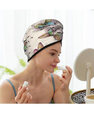Flying Butterflies Microfiber Hair Towel - Soft Super Absorbent Wrap for Long Curly & Thick Hair | Quick Dry Coral Velvet Cap for Women - Buy Online on GoSupps.com