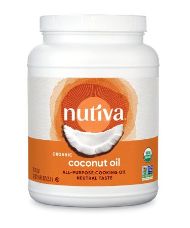 Nutiva Organic Steam-Refined Coconut Oil, 78 Fluid Ounce | USDA Organic, Non-GMO | Vegan, Keto, Paleo | Neutral Flavor and Aroma for Cooking & Natural Moisturizer for Skin and Hair
